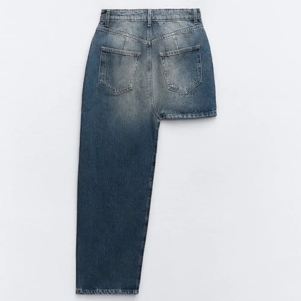 ZARA Z1975 ASYMMETRIC DENIM SKIRT